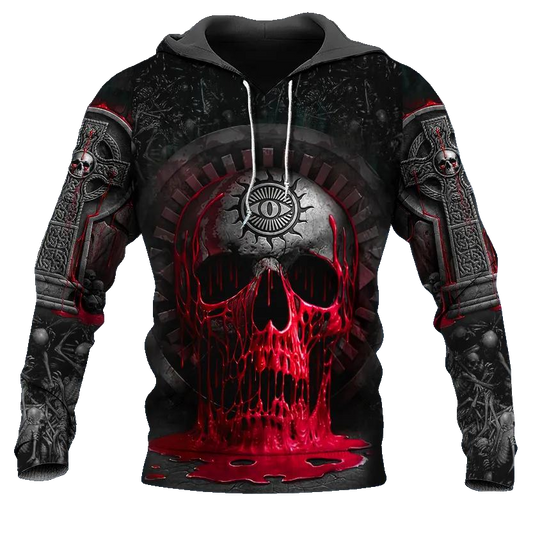 Bleeding Souls Black Skull 3D All Over Print Hoodie -Moonbestprint