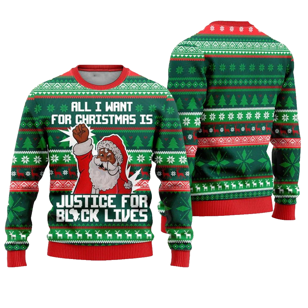 Black Santa Funny Ugly Christmas Sweater - Moonbestprint