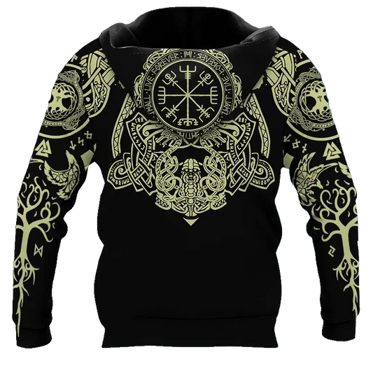 Black Dragons Viking Tattoo 3D All Over Print Hoodie -Moonbestprint