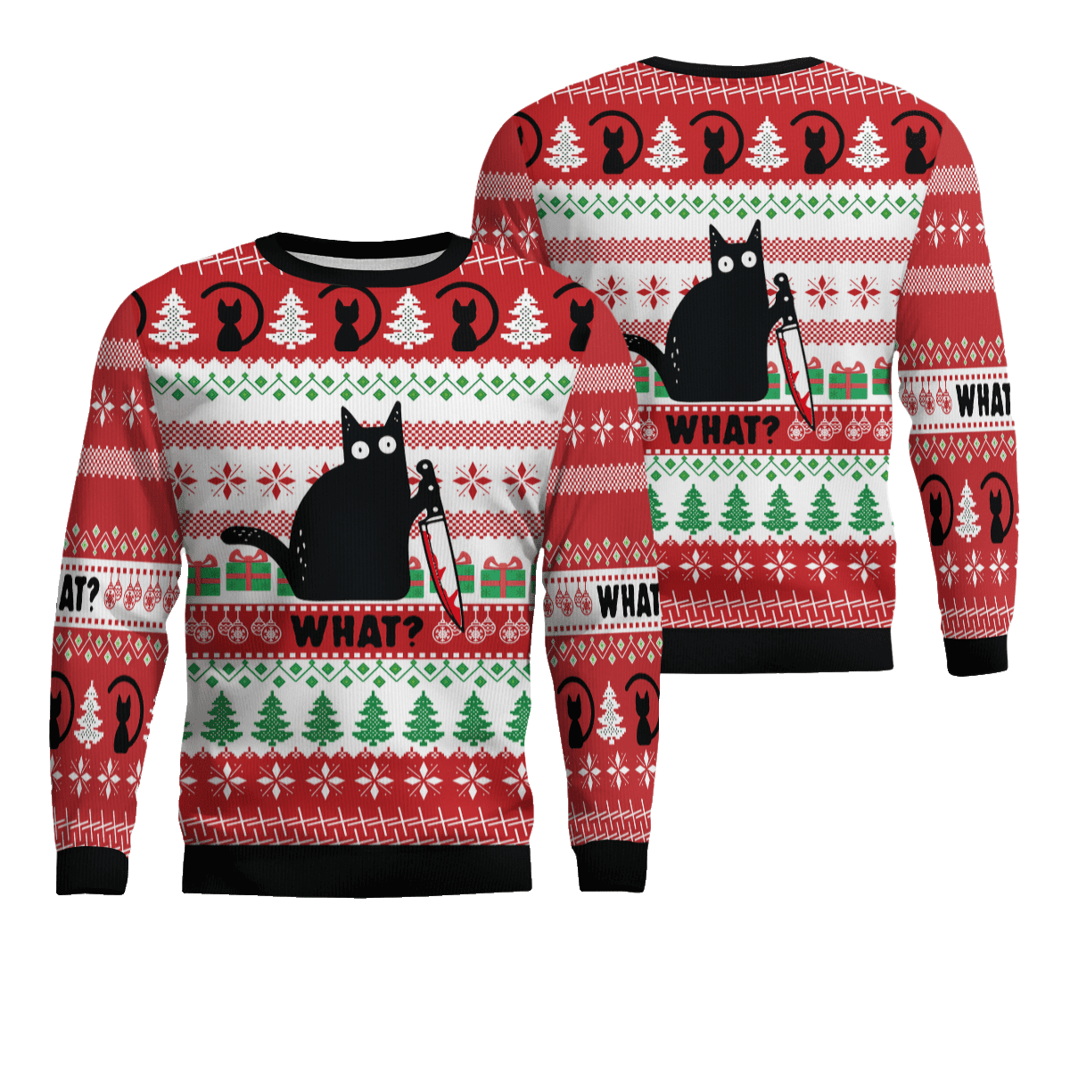 Black Cat What Ugly Christmas Sweater – Moonbestprint