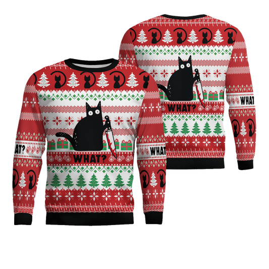 Black Cat What Ugly Christmas Sweater – Moonbestprint