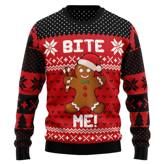 Bite Me Gingerbread Ugly Christmas Sweater – Moonbestprint