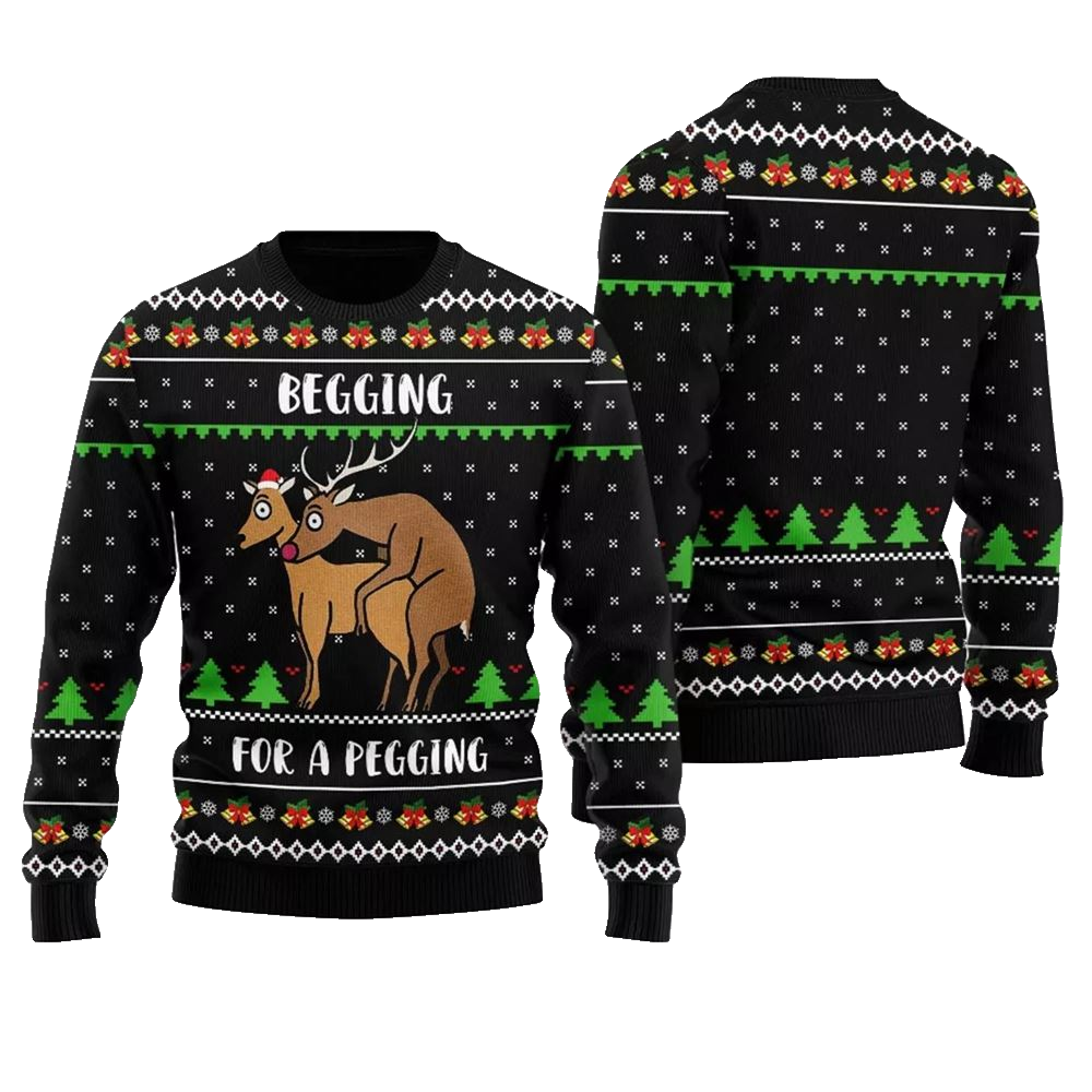 Begging For A Pegging Reindeer Naughty Ugly Sweater - Moonbestprint