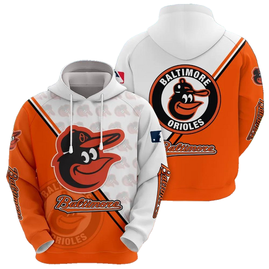 Baltimore Orioles Logo 3D MLB All Over Print Hoodie -Moonbestprint
