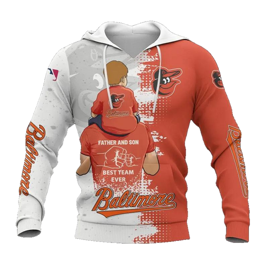 Baltimore Orioles Dad And Son MLB All Over Print Hoodie -Moonbestprint