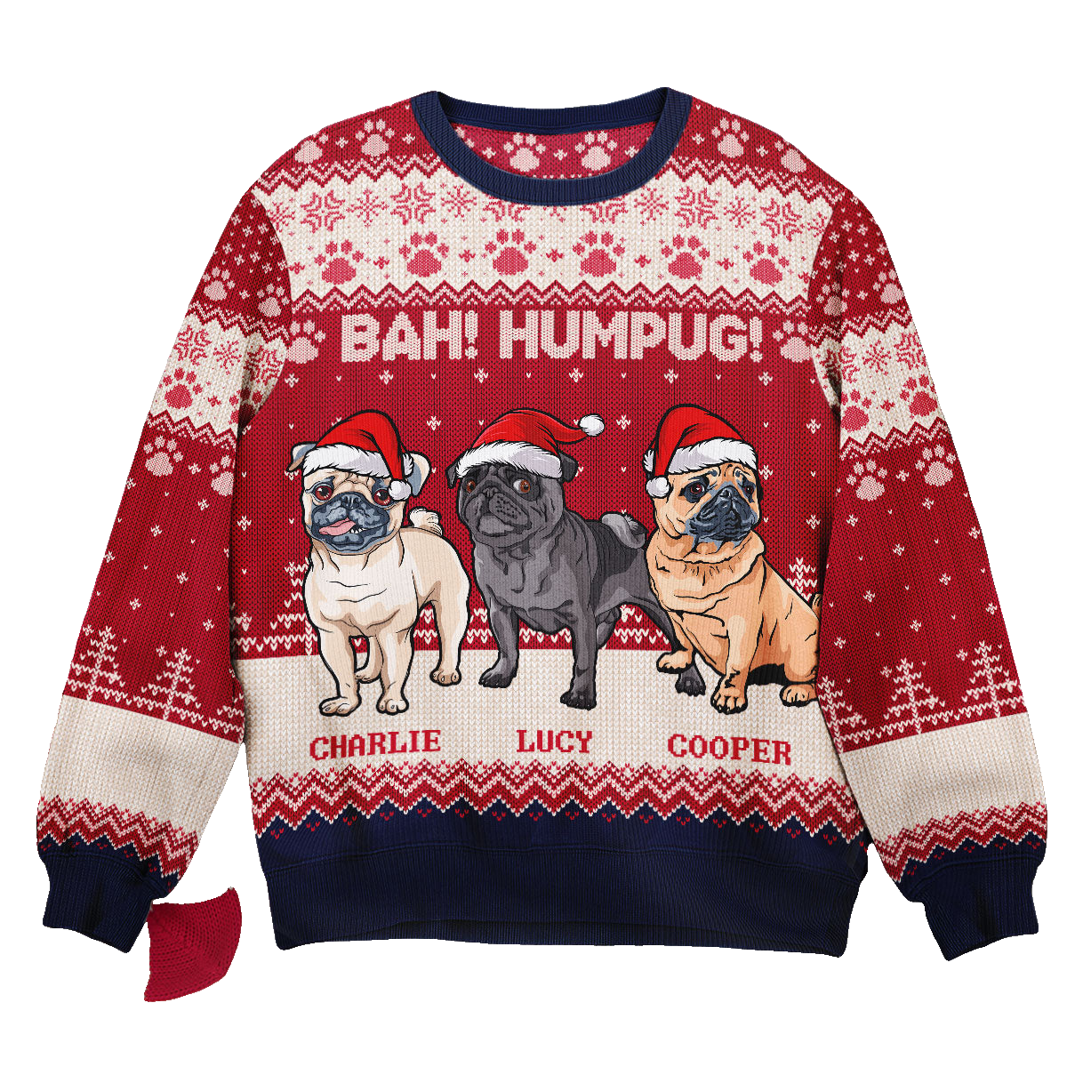 Bah Hum Pug Dog Lovers Ugly Sweater – Moonbestprint