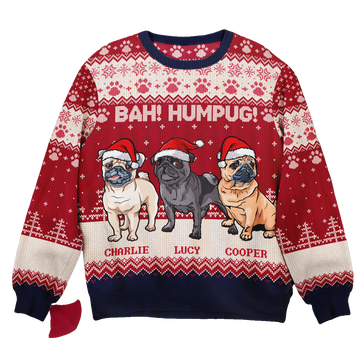 Bah Hum Pug Dog Lovers Ugly Sweater – Moonbestprint