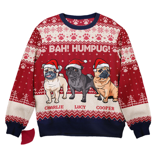 Bah Hum Pug Dog Lovers Ugly Sweater – Moonbestprint