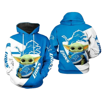 Baby Yoda Hug Ball Logo Detroit Lions 3D Hoodie, NFL Hoodie Moonbestprint