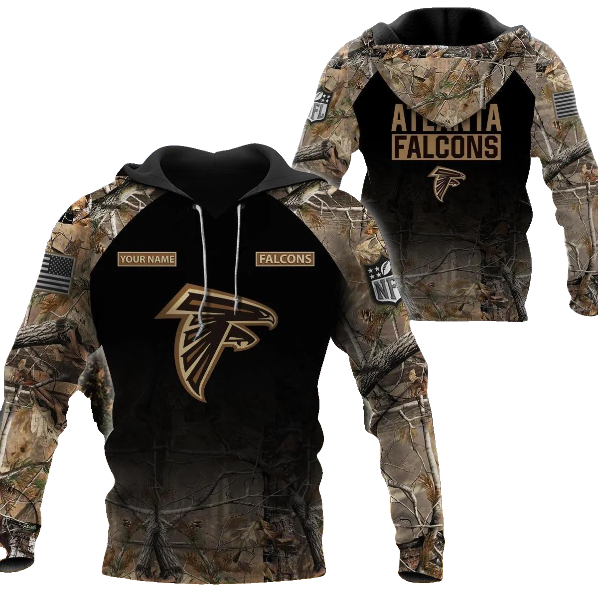 Atlanta Falcons Personalized Hunting Camo 3D Hoodie, NFL Hoodie Moonbestprint