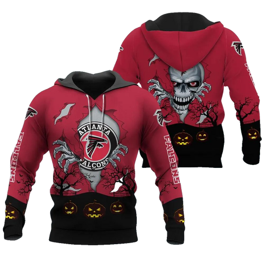 Atlanta Falcons Halloween 3D NFL All Over Print Hoodie -Moonbestprint
