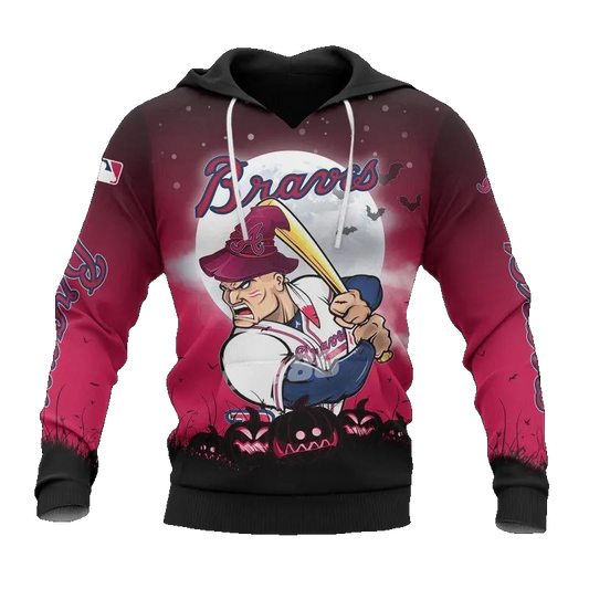 Atlanta Braves Mascot MLB All Over Print Hoodie -Moonbestprint