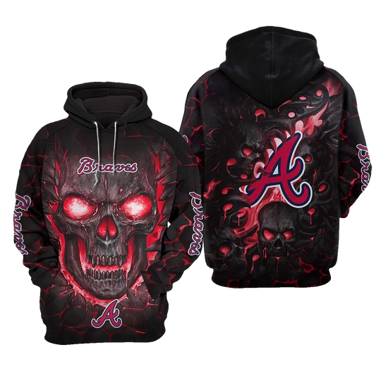 Atlanta Braves Lava Skull 3D MLB All Over Print Hoodie -Moonbestprint