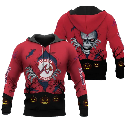 Atlanta Braves Halloween 3D MLB All Over Print Hoodie -Moonbestprint