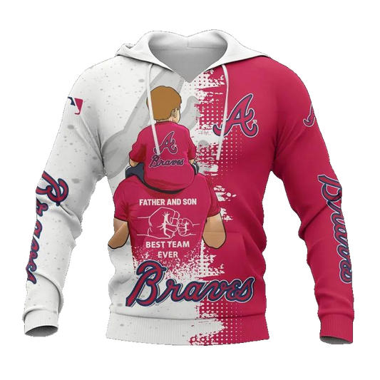 Atlanta Braves Dad and Son MLB All Over Print Hoodie -Moonbestprint