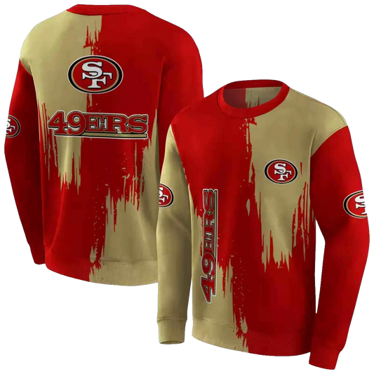 San Francisco 49ers Splatter Effect Red Aop Sweatshirt - Moonbestprint