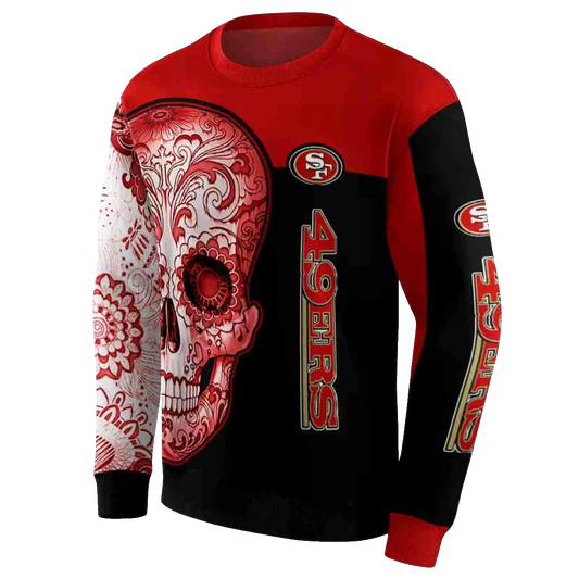 San Francisco 49ers Sugar Skull Red Black Aop Sweatshirt - Moonbestprint