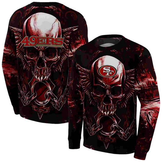San Francisco 49ers Skull Angel Artwork Red Black Aop Sweatshirt - Moonbestprint