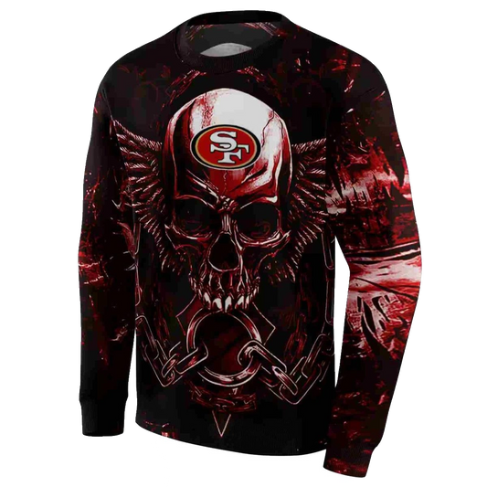 San Francisco 49ers Skull Angel Artwork Red Black Aop Sweatshirt - Moonbestprint