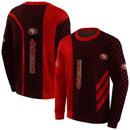 San Francisco 49ers Monogram Pattern Red Aop Sweatshirt - Moonbestprint