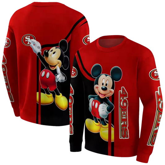 San Francisco 49ers Mickey Mouse Red Black Aop Sweatshirt - Moonbestprint