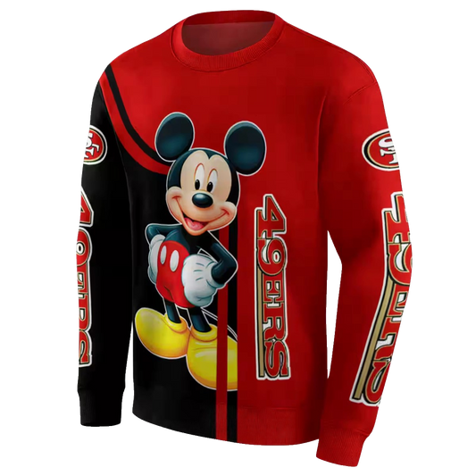 San Francisco 49ers Mickey Mouse Red Black Aop Sweatshirt - Moonbestprint