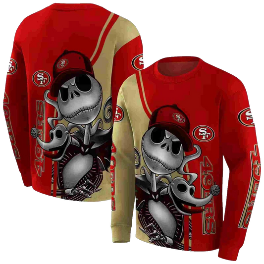 San Francisco 49ers Jack Skellington Red Aop Sweatshirt - Moonbestprint