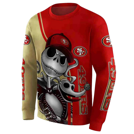 San Francisco 49ers Jack Skellington Red Aop Sweatshirt - Moonbestprint