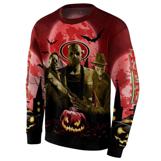 San Francisco 49ers Halloween Vibes Red Black Aop Sweatshirt - Moonbestprint