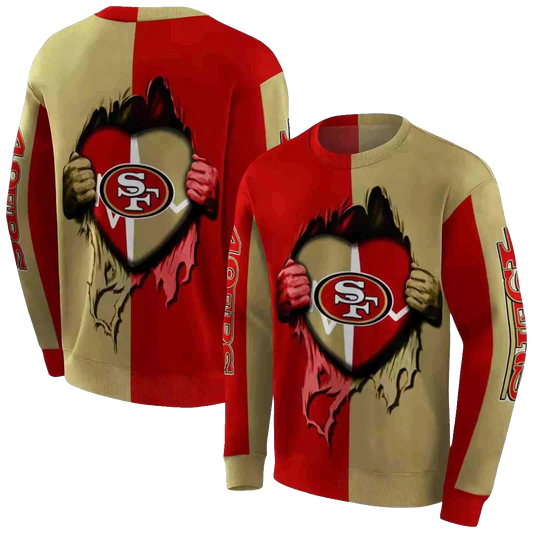 San Francisco 49ers Heartbeat Graphic 49ers In My Heart Red Aop Sweatshirt - Moonbestprint