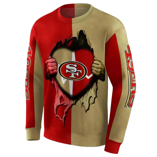 San Francisco 49ers Heartbeat Graphic 49ers In My Heart Red Aop Sweatshirt - Moonbestprint