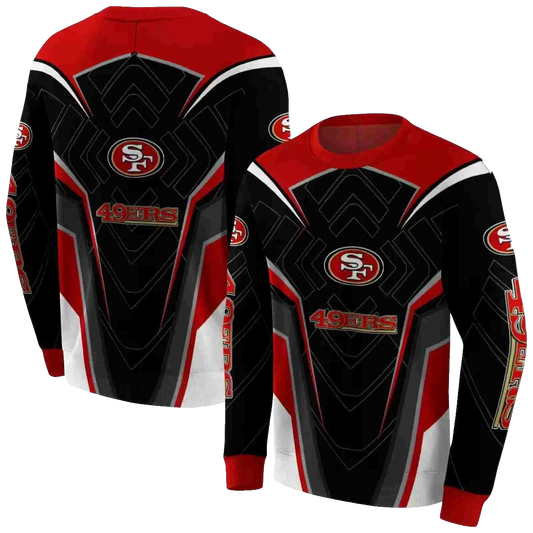 San Francisco 49ers Futuristic Pattern Red And Black Aop Sweatshirt - Moonbestprint