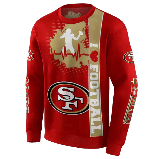 San Francisco 49ers Football Heartbeat Red Aop Sweatshirt - Moonbestprint