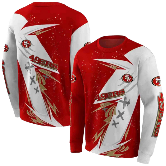 San Francisco 49ers Dynamic Slash Red White Aop Sweatshirt - Moonbestprint