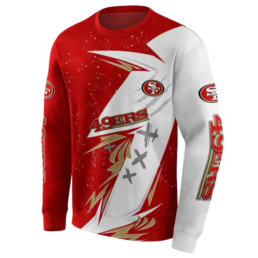 San Francisco 49ers Dynamic Slash Red White Aop Sweatshirt - Moonbestprint