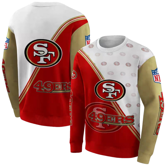San Francisco 49ers Diagonal Stripe Red White Aop Sweatshirt - Moonbestprint