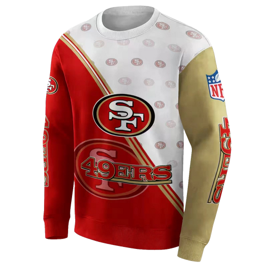 San Francisco 49ers Diagonal Stripe Red White Aop Sweatshirt - Moonbestprint