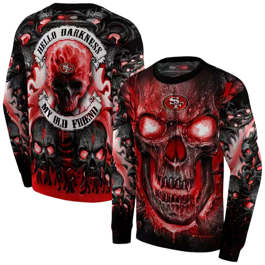 San Francisco 49ers Demonic Skull Red Black Aop Sweatshirt - Moonbestprint