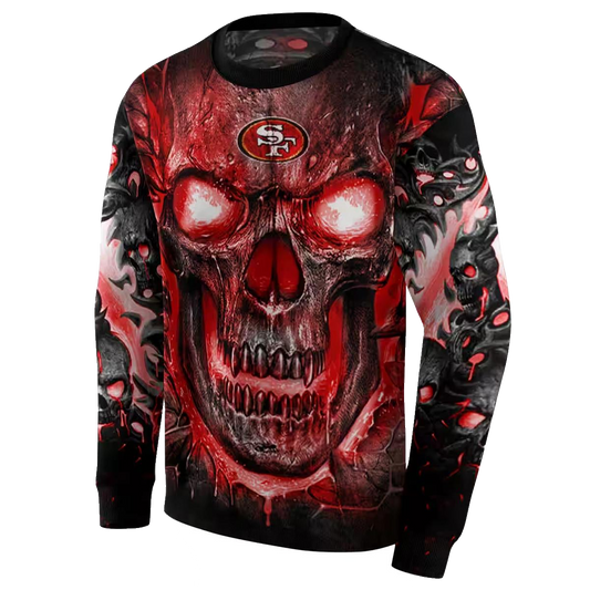 San Francisco 49ers Demonic Skull Red Black Aop Sweatshirt - Moonbestprint