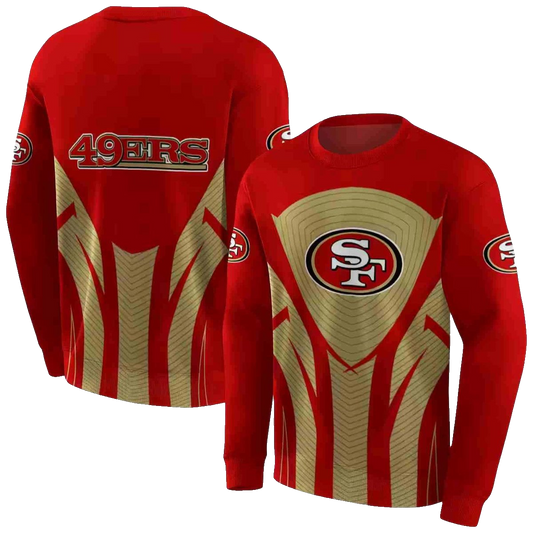 San Francisco 49ers Concentric Lines Red Black Aop Sweatshirt - Moonbestprint