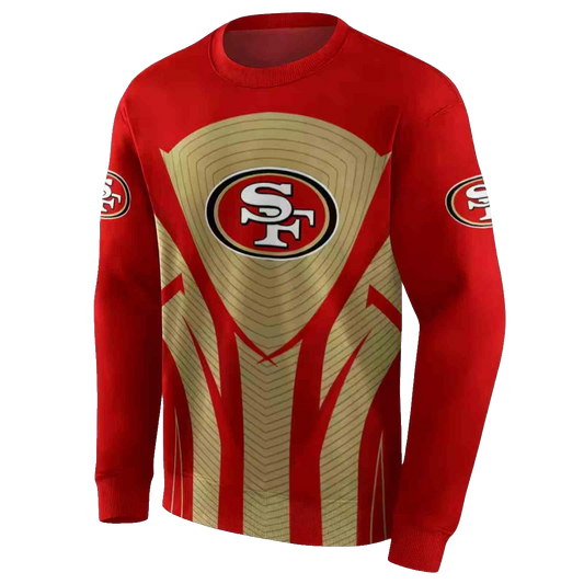San Francisco 49ers Concentric Lines Red Black Aop Sweatshirt - Moonbestprint