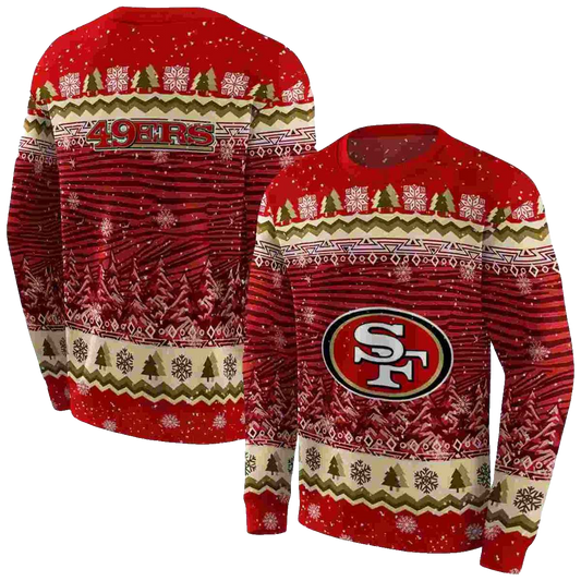 San Francisco 49ers Christmas Trees Red Aop Sweatshirt - Moonbestprint