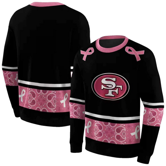San Francisco 49ers Awareness Ribbon Black Pink Aop Sweatshirt - Moonbestprint