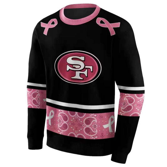 San Francisco 49ers Awareness Ribbon Black Pink Aop Sweatshirt - Moonbestprint