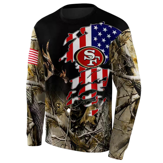 Personalized San Francisco 49ers Tree Camo Us Flag Aop Sweatshirt - Moonbestprint