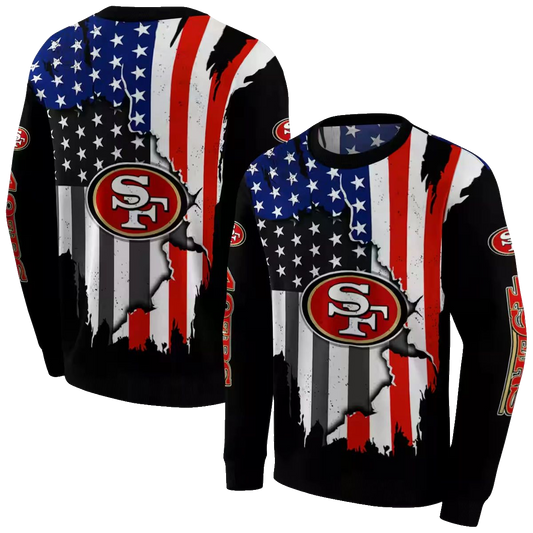 San Francisco 49ers American Pride Black Aop Sweatshirt - Moonbestprint