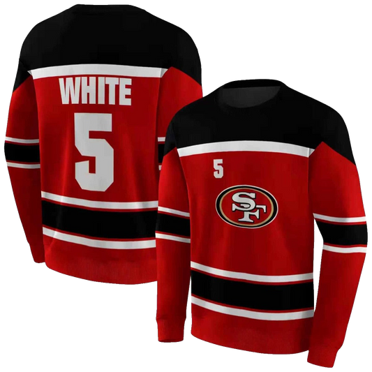 Personalized San Francisco 49ers Striped Pattern Red Aop Sweatshirt - Moonbestprint