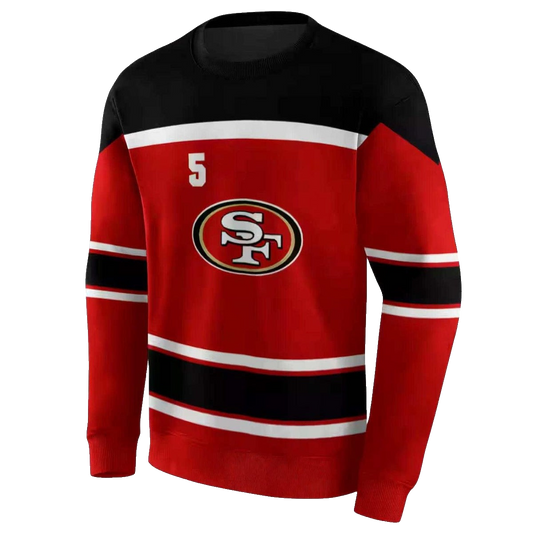Personalized San Francisco 49ers Striped Pattern Red Aop Sweatshirt - Moonbestprint