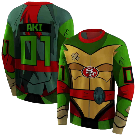 Personalized San Francisco 49ers Superhero Armor Red Green Aop Sweatshirt - Moonbestprint