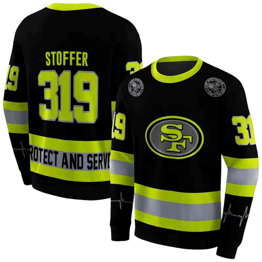 Personalized San Francisco 49ers Safety Motif Black Neon Green Aop Sweatshirt - Moonbestprint